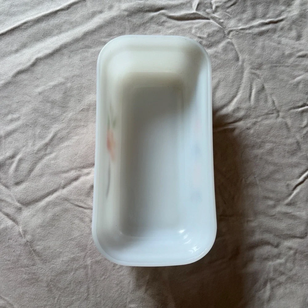 Vintage Fire-King Peach Blossom Milk Glass Refrigerator Dish with Clear Lid!